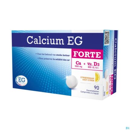 Calcium EG Forte 1000Mg/800Ie Citroen Kauwtabl 90